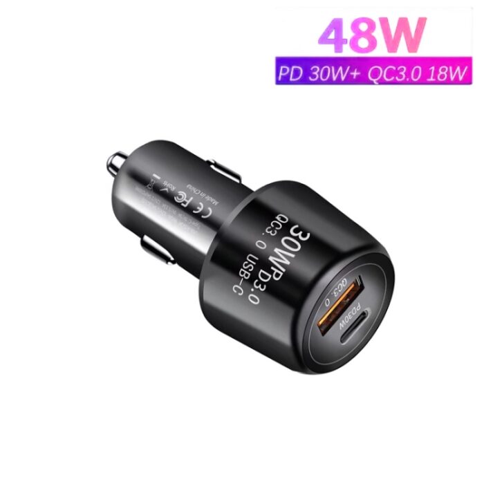 P29 48W Dual-Port Car Charger, PD 30W USB-C and QC3.0 USB-A - Image 2
