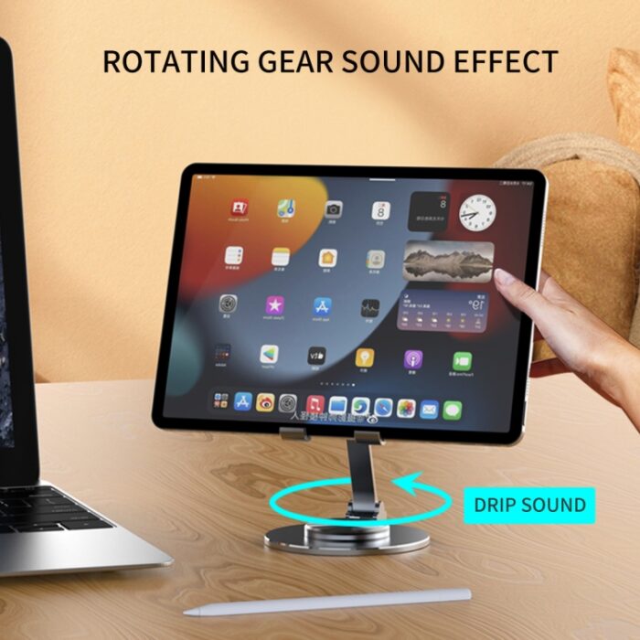019 Aluminium Desktop Phone and Tablet Holder, 360-Degree, 4.7 to 12 inch - Image 4