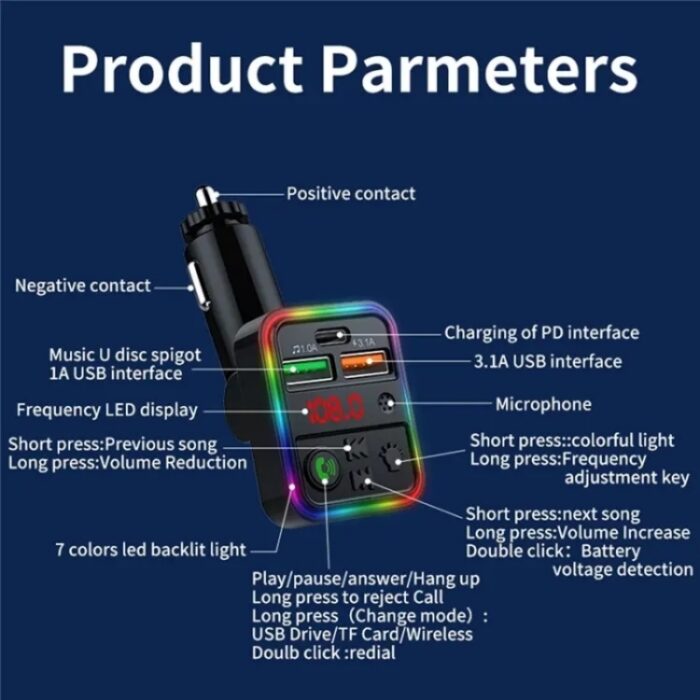 P18 Dual USB Bluetooth Car Kit with FM Transmitter & Hands-Free - Image 7