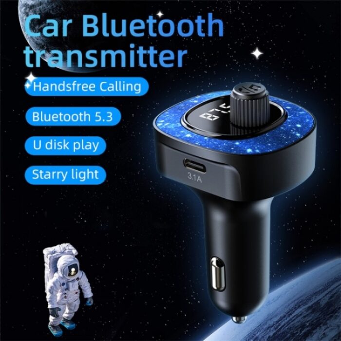 C41 Bluetooth 5.3 FM Transmitter Car Charger with Starry Light - Image 2