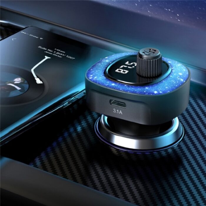 C41 Bluetooth 5.3 FM Transmitter Car Charger with Starry Light - Image 7