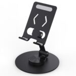 YY-027 Foldable Desktop Phone and Tablet Holder, 360-Degree Rotating Metal Stand