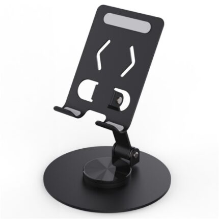 YY-027 Foldable Desktop Phone and Tablet Holder, 360-Degree Rotating Metal Stand
