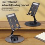 YY-027 Foldable Desktop Phone and Tablet Holder, 360-Degree Rotating Metal Stand - Image 2