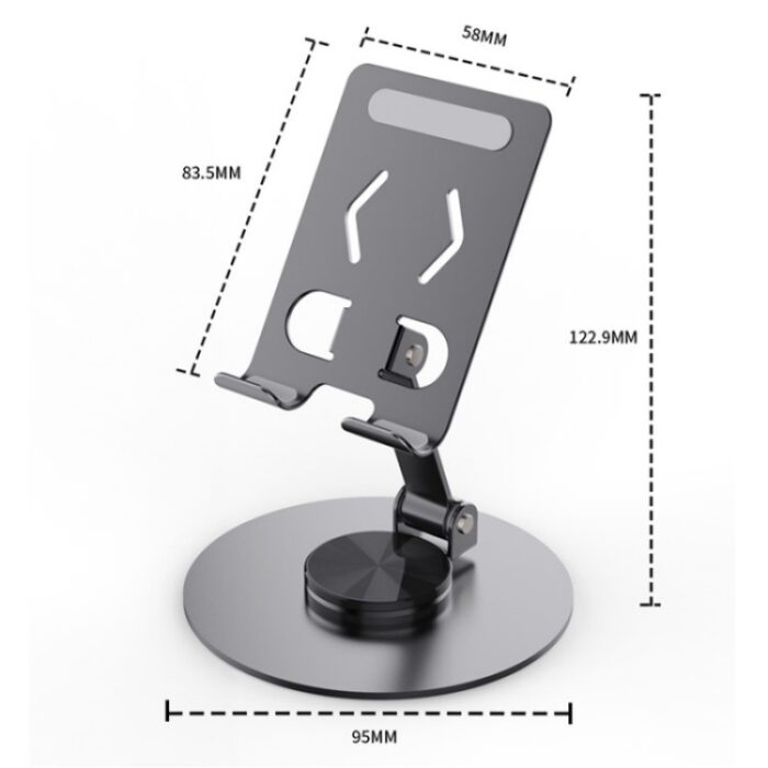 YY-027 Foldable Desktop Phone and Tablet Holder, 360-Degree Rotating Metal Stand - Image 3
