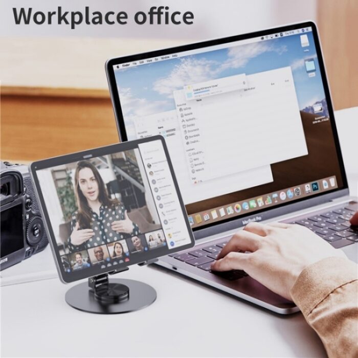YY-027 Foldable Desktop Phone and Tablet Holder, 360-Degree Rotating Metal Stand - Image 9