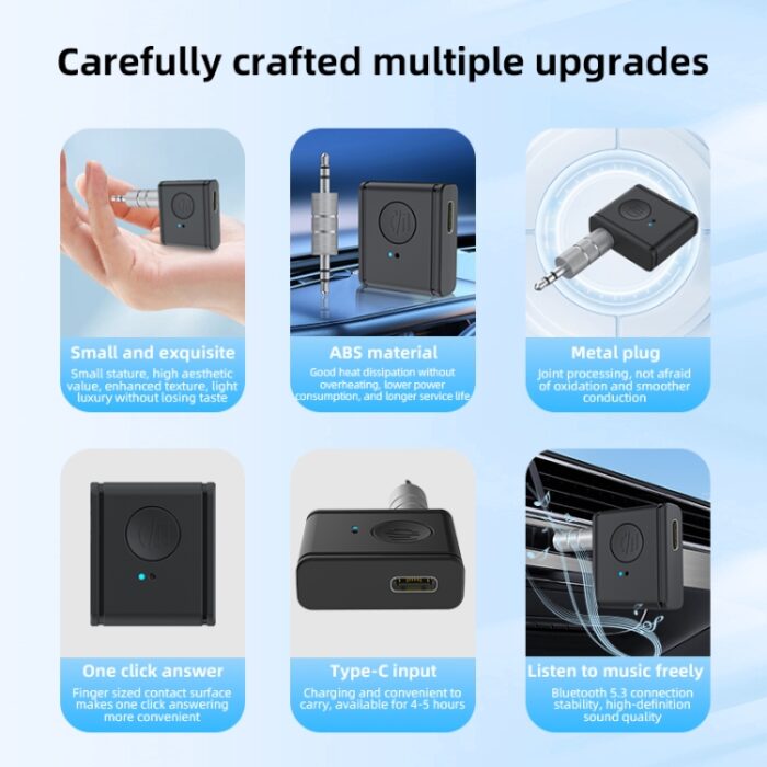 B1 Bluetooth 5.3 AUX Receiver for Car, HiFi & Hands-Free - Image 3