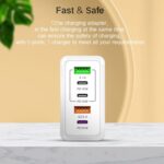 120W 5-Port PD and QC3.0 Multi Charger with USB-C Cable, UK Plug - Image 4