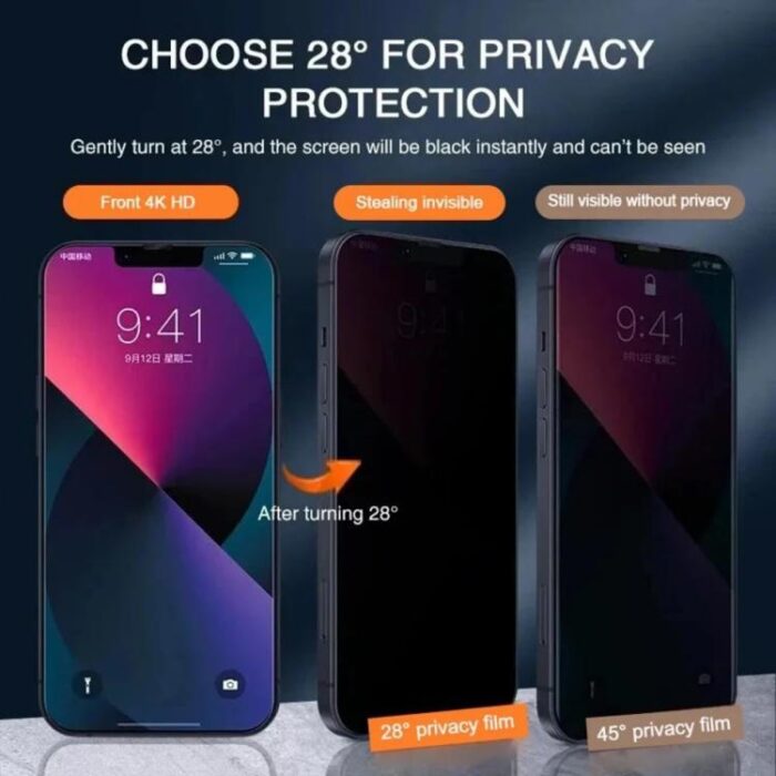 Kalebol Full-Coverage Privacy Tempered Glass for iPhone, 28-Degree - Image 6