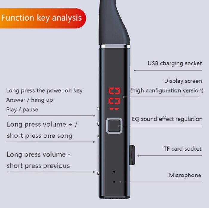 S720 Neckband Bluetooth Headphones with TF Card, 800mAh - Image 6