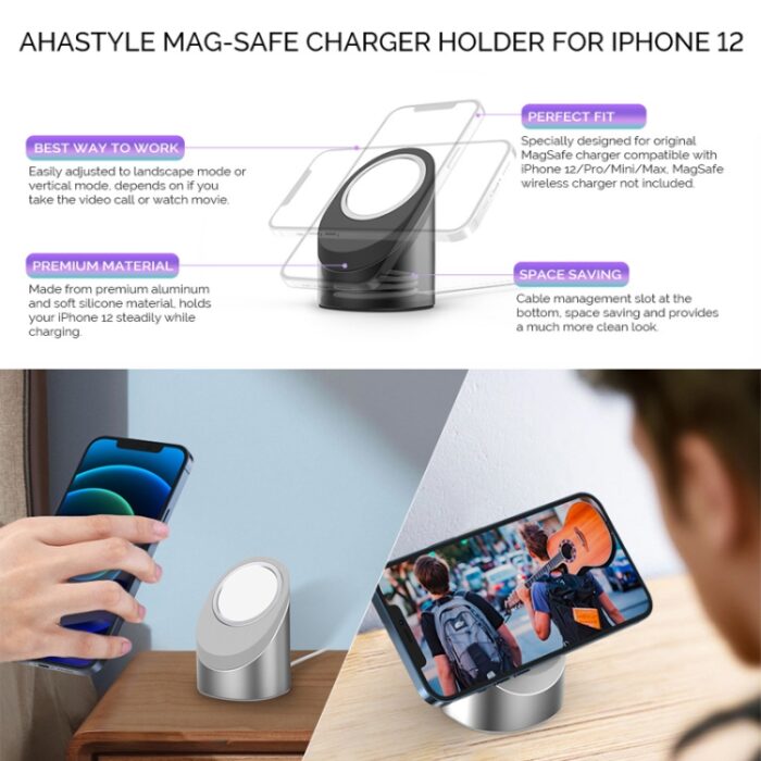AhaStyle MagSafe Charger Stand for iPhone, Aluminium Base - Image 7
