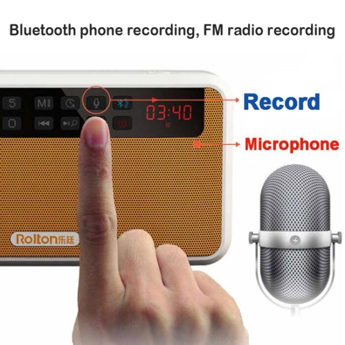 Rolton E500 Portable Bluetooth Speaker with FM Radio and Microphone - Image 8