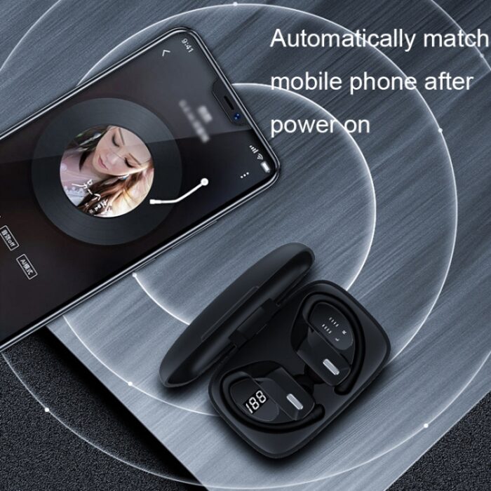 T16 / T17 Ear-Hook Wireless Earbuds, Dual Battery LED Display - Image 10