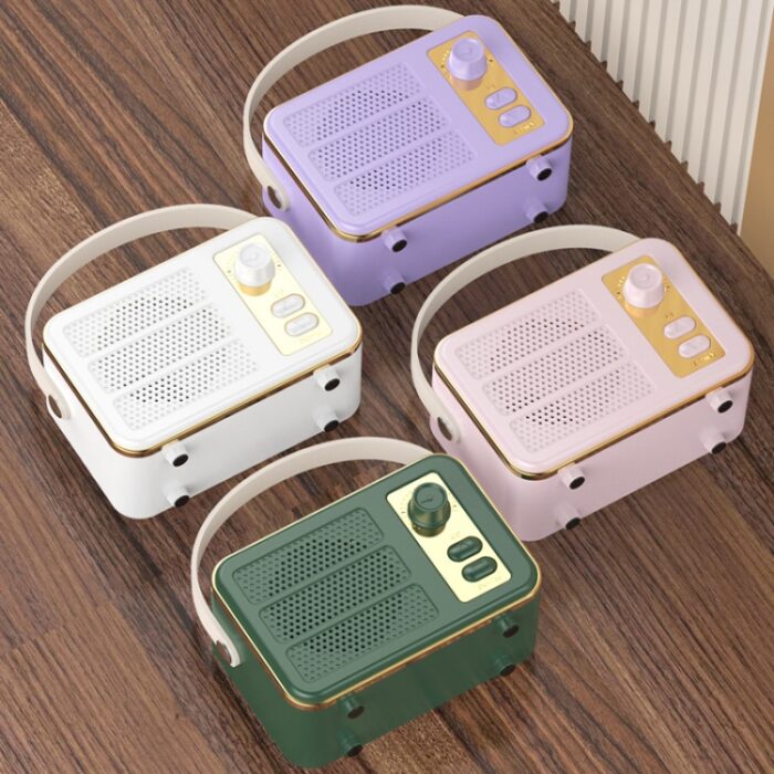 Mini Retro HiFi Bluetooth Speaker with Leather Handle and Volume Knob - Image 2