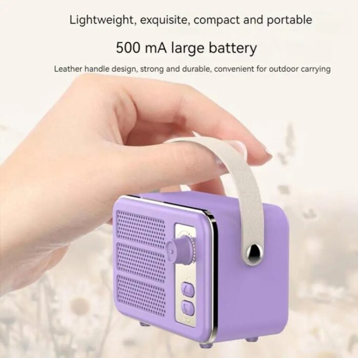Mini Retro HiFi Bluetooth Speaker with Leather Handle and Volume Knob - Image 6