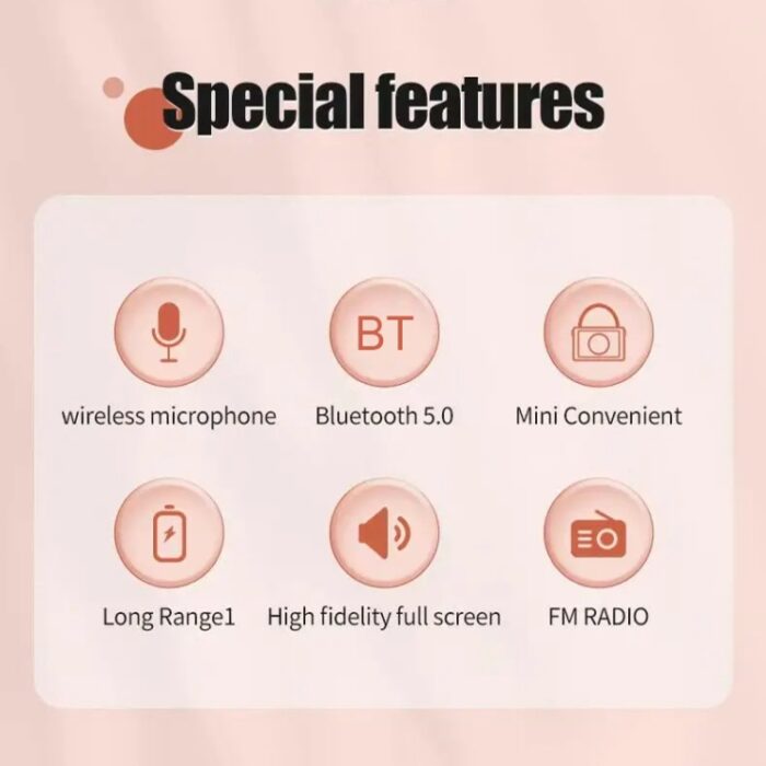 Mini Karaoke Bluetooth Speaker with Optional Microphones, 66 mm Driver - Image 4