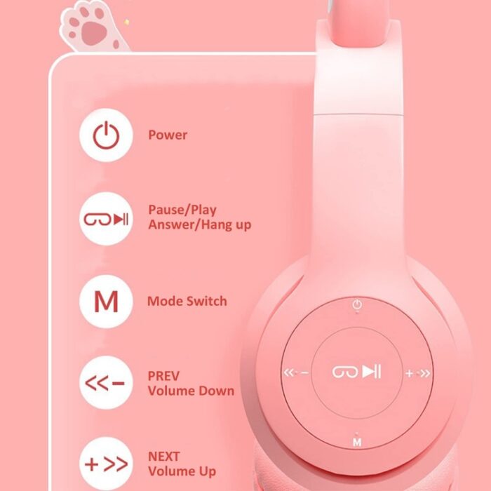 P47M Cat Ear LED Wireless Bluetooth Headphones - Image 5
