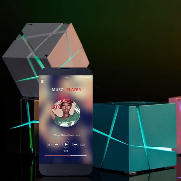 Qone Cube Voice-Controlled Mini Bluetooth Speaker, RGB, 50 mm Driver - Image 11