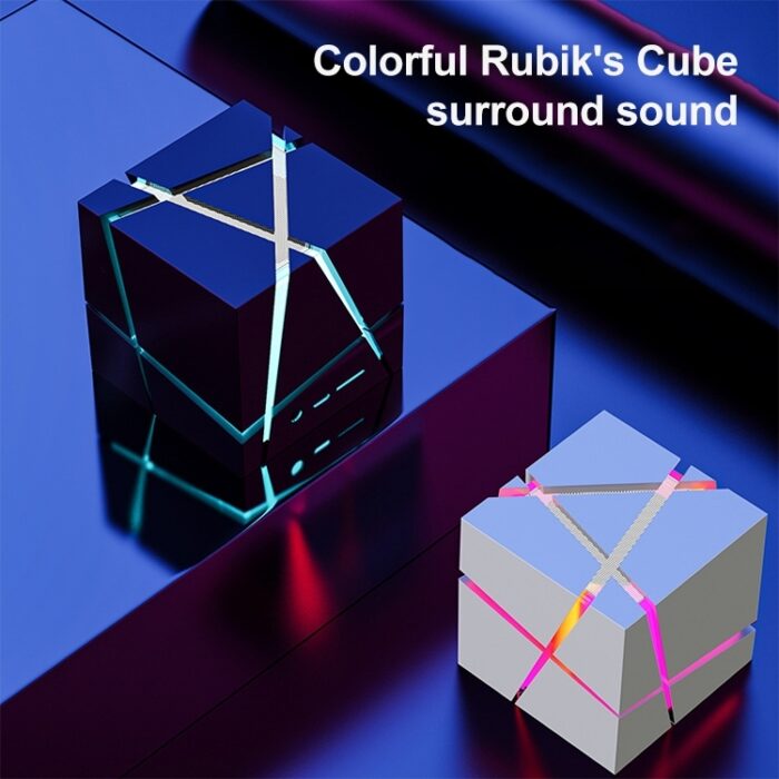 Qone Cube Voice-Controlled Mini Bluetooth Speaker, RGB, 50 mm Driver - Image 9
