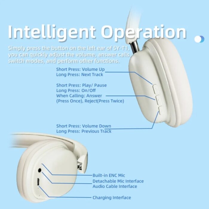 SOYTO SY-T1 Bluetooth Gaming Headset with Plug-In Microphone - Image 5
