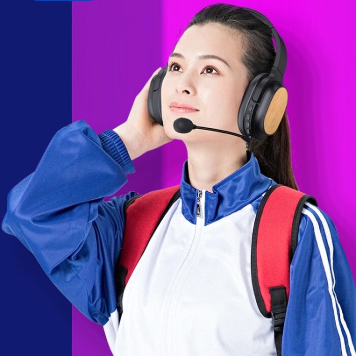 Bamboo Wood Bluetooth Headphones with Sound Card, TF Card, FM, AUX - Image 2
