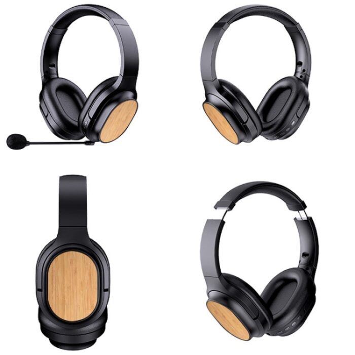 Bamboo Wood Bluetooth Headphones with Sound Card, TF Card, FM, AUX - Image 3
