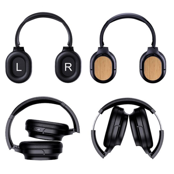 Bamboo Wood Bluetooth Headphones with Sound Card, TF Card, FM, AUX - Image 4