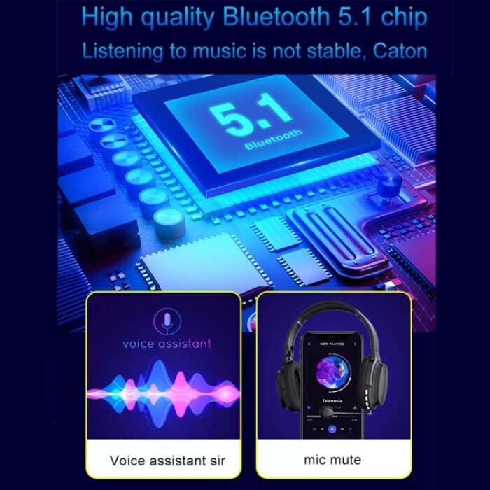 Bamboo Wood Bluetooth Headphones with Sound Card, TF Card, FM, AUX - Image 6