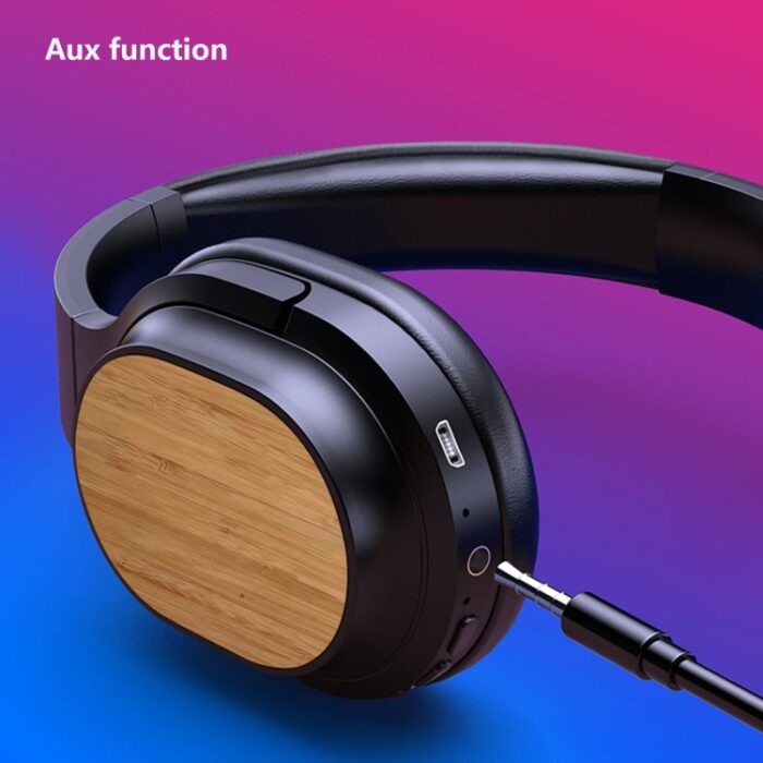 Bamboo Wood Bluetooth Headphones with Sound Card, TF Card, FM, AUX - Image 9