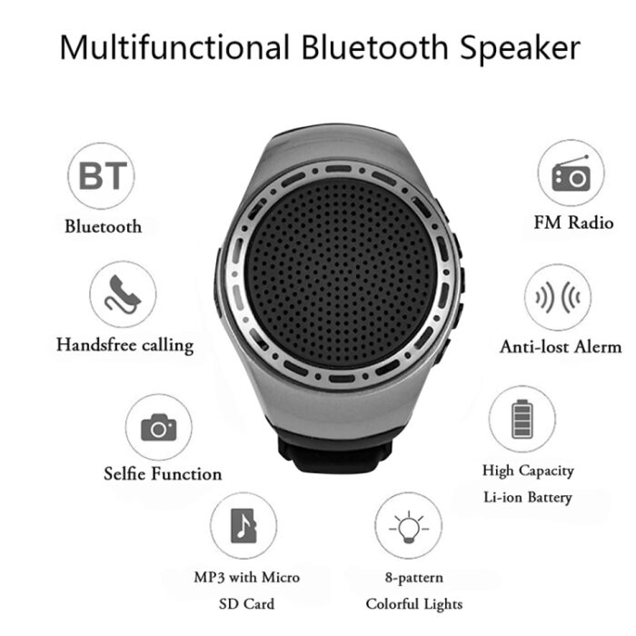 U6 Wearable Watch-Style Bluetooth Speaker with FM Radio and Lights - Image 4