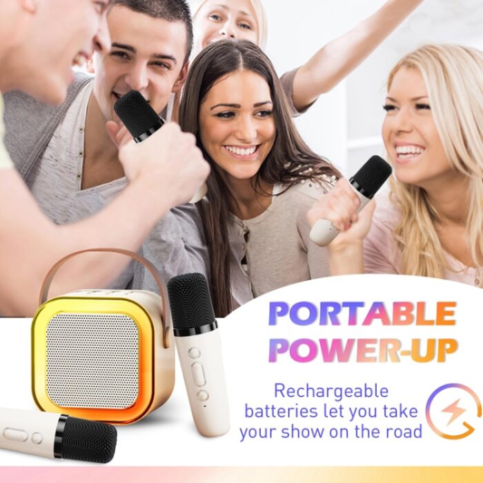 Portable Karaoke Bluetooth Speaker with Wireless Microphone, RGB Lights - Image 2