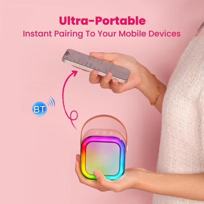 Portable Karaoke Bluetooth Speaker with Wireless Microphone, RGB Lights - Image 9