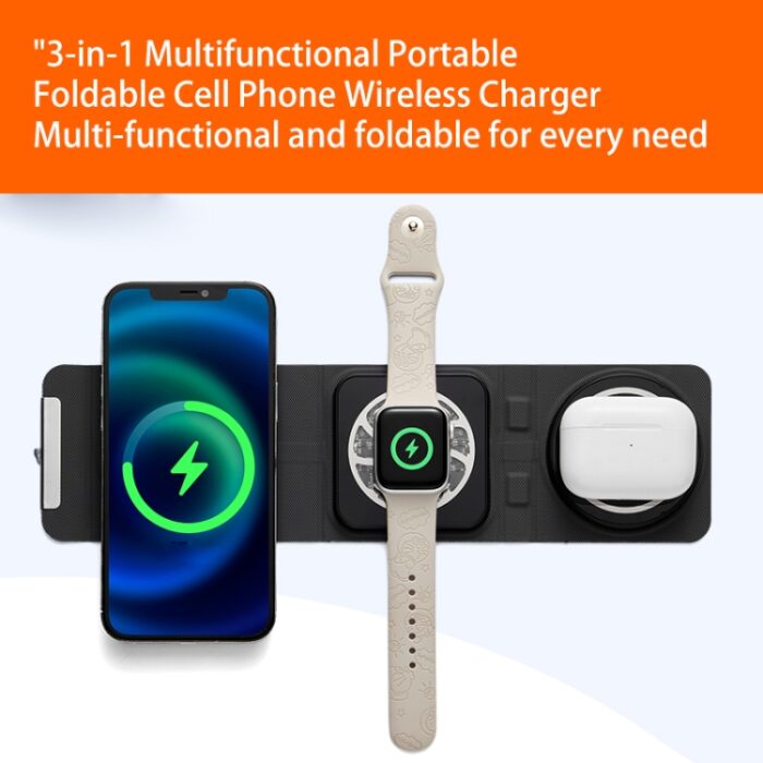 3-in-1 Foldable Magnetic Wireless Charger, Portable 15W - Image 4