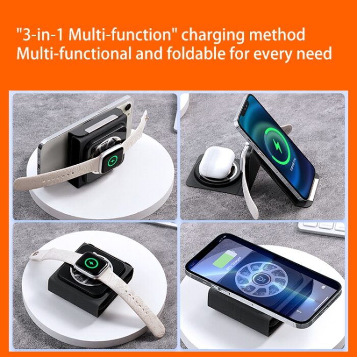 3-in-1 Foldable Magnetic Wireless Charger, Portable 15W - Image 6