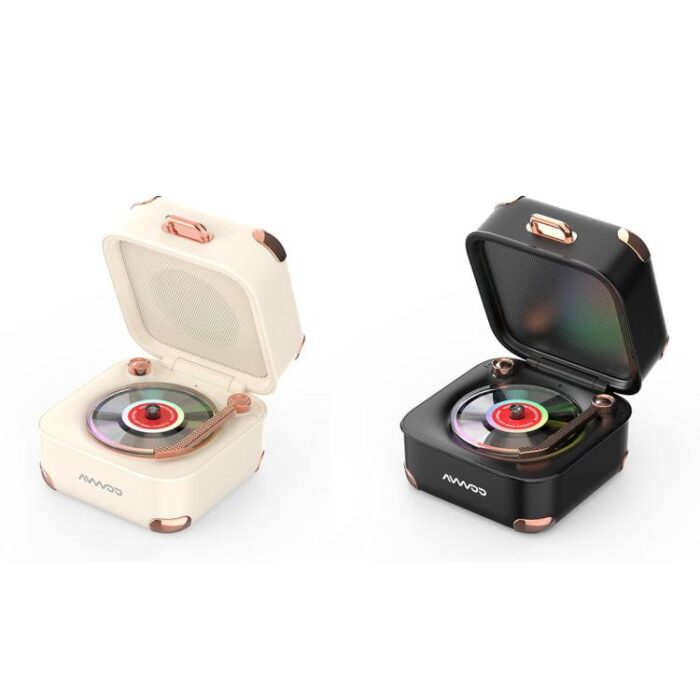 AVWOO A17 Retro Record Player Style Bluetooth Speaker with Lights - Image 2