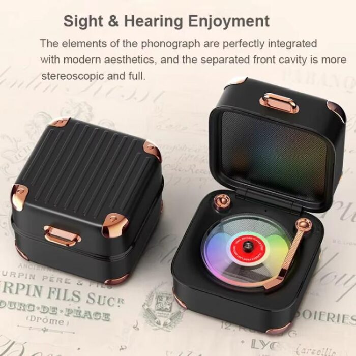 AVWOO A17 Retro Record Player Style Bluetooth Speaker with Lights - Image 6