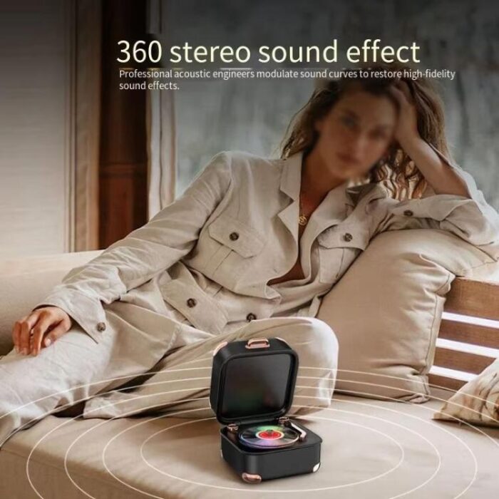 AVWOO A17 Retro Record Player Style Bluetooth Speaker with Lights - Image 7