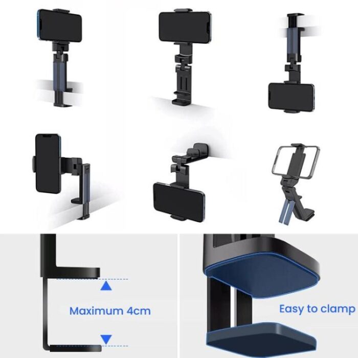 Mini Travel Phone Stand, Adjustable Rotating Folding Clip - Image 6