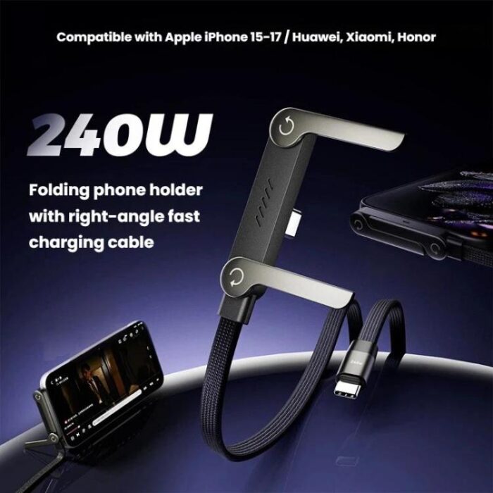 Braided Charging Cable with Built-In Phone Stand, 1.5 m, up to 240W - Image 2