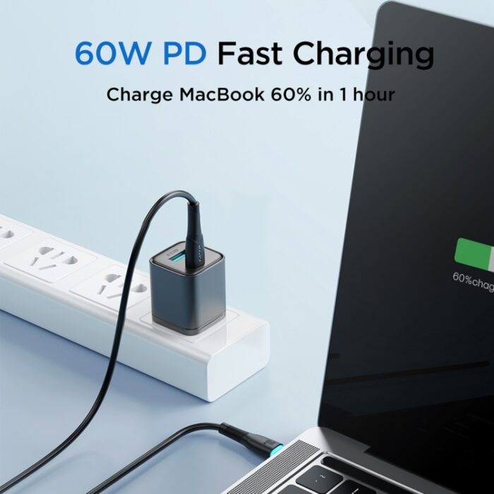 JOYROOM Starry 60W Braided USB-C to USB-C Cable with LED, 1m - Image 4