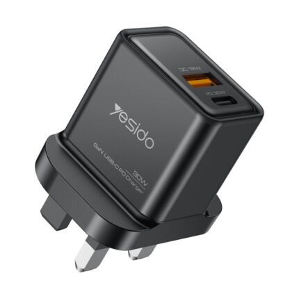 Yesido YC83 30W GaN USB-C PD Fast Charger, USB-C and USB-A, UK Plug
