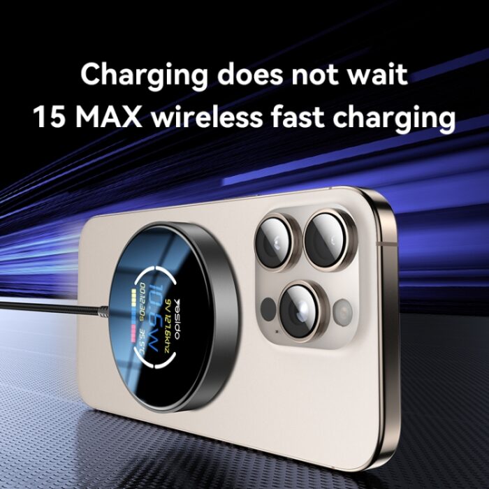 Yesido DS28 15W Magnetic Wireless Charger with Digital Display - Image 3