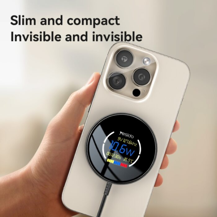 Yesido DS28 15W Magnetic Wireless Charger with Digital Display - Image 5