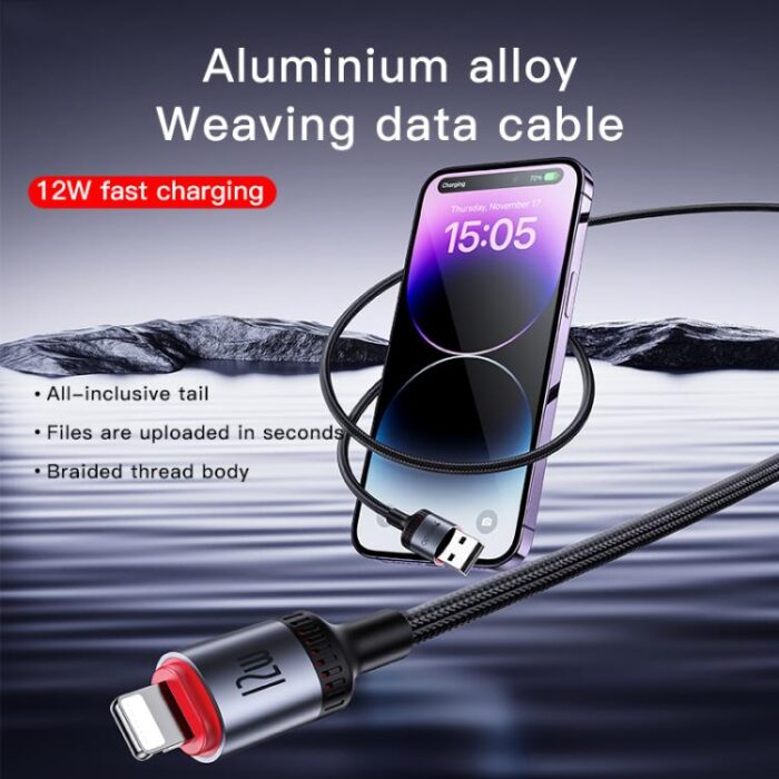 Yesido CA129L USB to Lightning Charging Cable, 1.2 m, 2.4A - Image 2