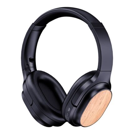 Bamboo Wood Bluetooth Headphones with Sound Card, TF Card, FM, AUX
